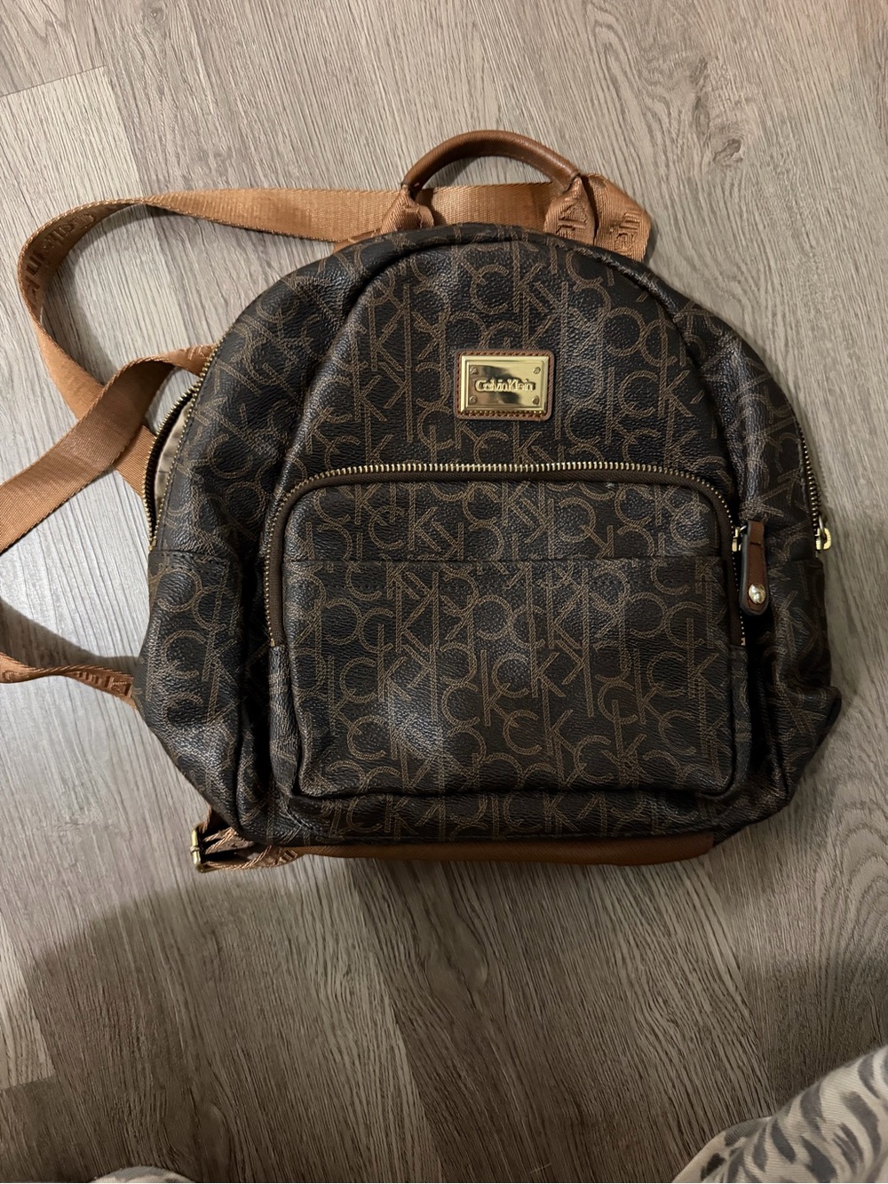 Calvin Klein Brown Monogram Mini Backpack
